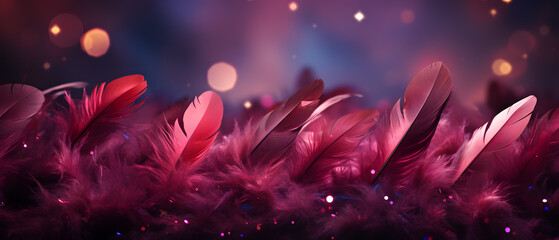 Poster - immersive vibrant maroon feather background