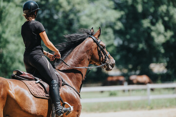 woman enjoying a scenic ride on horseback, emphasizing outdoor equestrian activities and the bond be