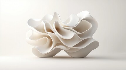 Poster - Abstract White  D Organic Form Sculpture