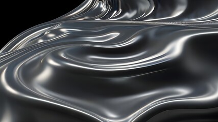 Wall Mural - Animation of 3d metallic silver grey liquid waving and flowing smoothly Generative AI