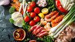© Chatchanan - A deliciously vibrant hot pot, showcasing an array of colorful vegetables, meats, and seafood.