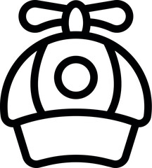 Poster - Simple black outline icon of a baseball cap with a spinning propeller on top