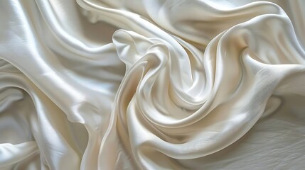 Wall Mural - A close-up of smooth, flowing white silk fabric, showcasing its texture and sheen.