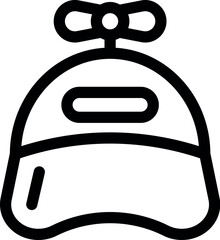 Poster - Simple line drawing of a baseball cap with a propeller on top, suggesting childhood and playfulness