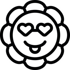 Poster - Playful and cheerful cartoon flower with heart shaped sunglasses is sticking out its tongue