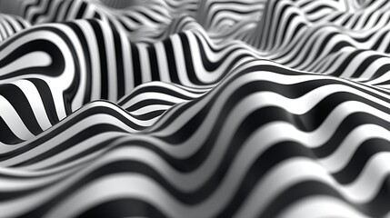 Sticker - A textured surface featuring wavy black and white stripes creating a dynamic visual effect.