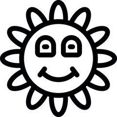 Poster - Simple, bold lined icon of a cartoon sun, smiling happily