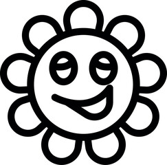Poster - Line art icon of a flower with a face closing its eyes and smiling