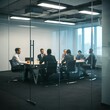 © Anomal - Office Meeting Room with Businesspeople in a Blurred Background, Emphasizing a Professional Atmosphere and the Dynamics of Corporate Collaboration and Discussion