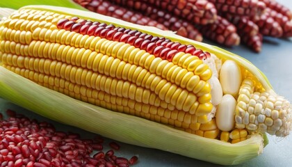  Vibrant corn on cob with red kernels