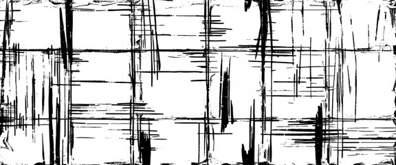Poster - vector white and black grid ink brush background and grid pattern design.