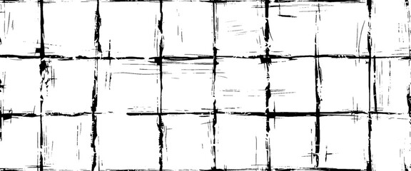 Poster - vector white and black grid ink brush background and grid pattern design.