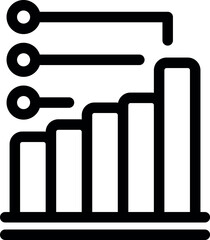 Sticker - Simple vector icon of a bar graph showing positive growth with a rising line