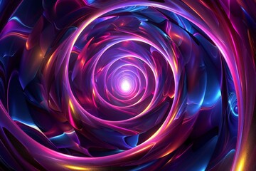 Poster - Abstract 3D neon spiral with vibrant colors and glowing effects , created ai