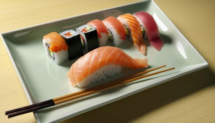 Wall Mural -  Delicious sushi rolls ready to be savored