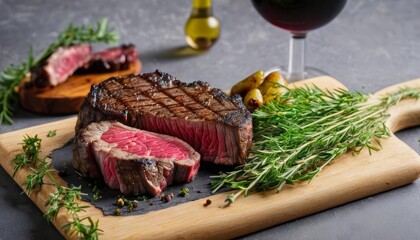 Wall Mural -  Deliciously grilled steak ready to be savored