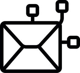 Poster - Simple black and white icon of an email being sent to multiple recipients