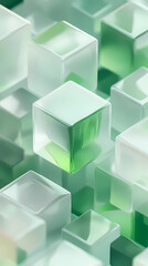 Wall Mural - Green glass cubes, abstract art