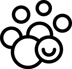 Poster - Line art icon of soap suds bubbles floating and forming a group, with one smiling bubble