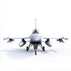 Fighter jet, sleek and modern, isolated on white background, 3D illustration