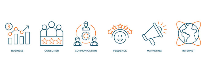 Fototapete - B2C icon vector illustration banner web for business of consumer with communications, feedback, marketing and internet