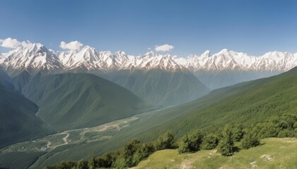 Wall Mural -  Majestic mountain range under clear blue sky