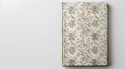 Elegant book cover template with intricate floral patterns, isolated on a clean white background 32k, full ultra HD, high resolution