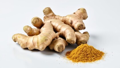 Wall Mural -  Fresh ginger root and ground ginger spice