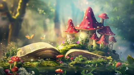 Fairy tale book cover template, whimsical designs, soft colors, playful fonts. 32k, full ultra hd, high resolution