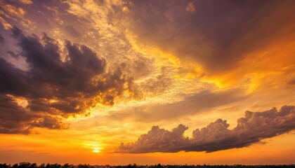 Canvas Print -  Bright sunset with dramatic clouds