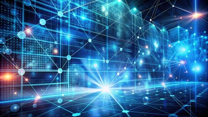 Futuristic technology background with programming code, holograms, and networks, futuristic