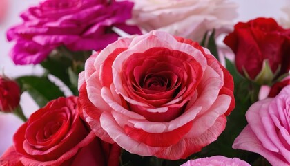 Wall Mural -  Vibrant bouquet of roses in full bloom