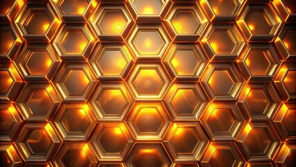 Glowing amber honeycomb hexagonal pattern with a futuristic effect, amber, honeycomb, hexagonal, pattern, wallpaper