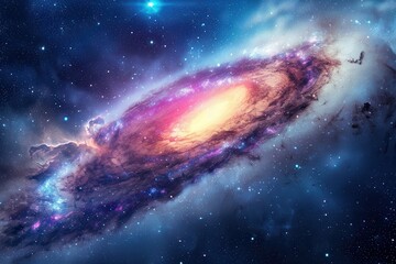 Wall Mural - A Vibrant Spiral Galaxy Amidst a Starry Sky