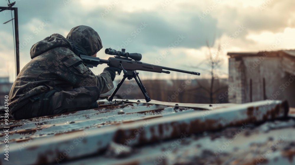 army rangers sniper at work with rifle. Stock Photo | Adobe Stock
