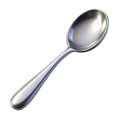 3D silver spoon icon featuring a simple and modern design. It represents dining, eating, and kitchen utensils in a sleek style. Isolated on transparent background, png.