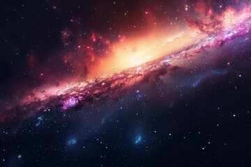 Wall Mural - Cosmic Nebula with a Swirling Galaxy and Scattered Stars