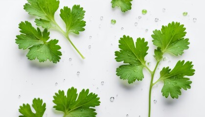 Wall Mural -  Freshly harvested parsley leaves dewy and vibrant