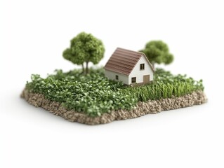 Poster - A charming miniature house surrounded by lush greenery and trees