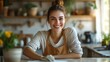 © bird_saranyoo - A woman polishing her dining table, smiling as she creates a welcoming and clean environment -