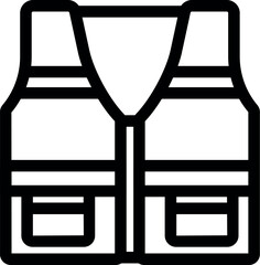 Wall Mural - Simple line art icon of a safety vest, highlighting the importance of workplace safety and protection for employees in various industries