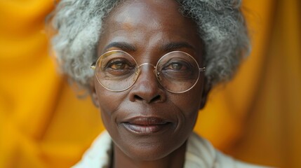 Wall Mural - Senior african american woman with grey hair close-up portrait