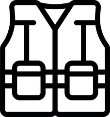 Wall Mural - Simple black and white icon of a life jacket, providing safety and protection for water activities