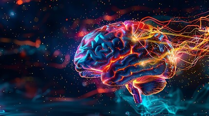 Poster - digital art piece showcasing the human brain as a symbol of intelligence, thought, and creativity.