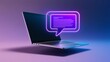 © MdNazim - Modern Laptop with Glowing Speech Bubble on Vibrant Purple Background