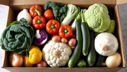  Fresh produce in a box ready for a healthy meal