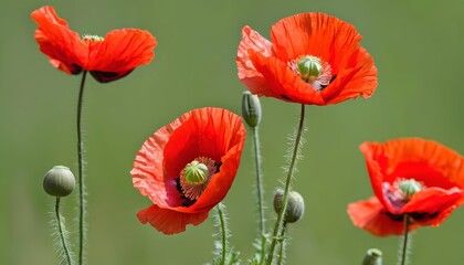 Wall Mural -  Blooming beauty  A field of vibrant red poppies