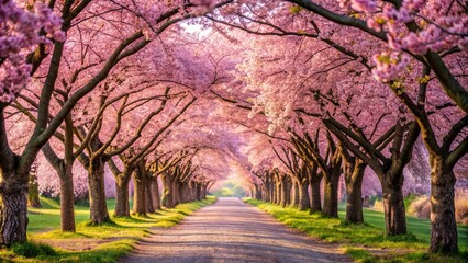 Cherry blossom path in full bloom, cherry blossoms, spring, petals, romantic, pink, nature, pathway, walkway, Japan, sakura