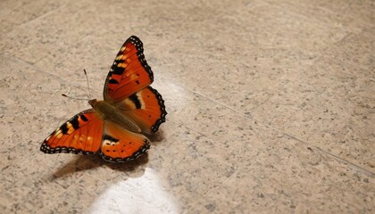 Sticker -  A butterflys delicate dance on a marble stage