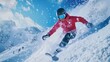 © zetrum - A winter sports scene with people skiing and snowboarding on a snowy mountain, capturing the excitement and adventure of snowy outdoor activities